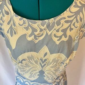 Charming Cremieux Cream and Blue Lace Dress